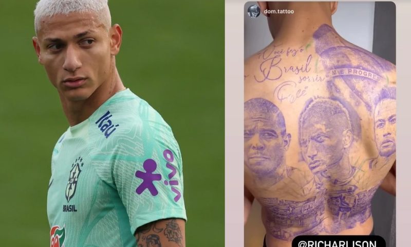 Richarlison Tatua Rosto De Neymar E Ronaldo Nas Costas